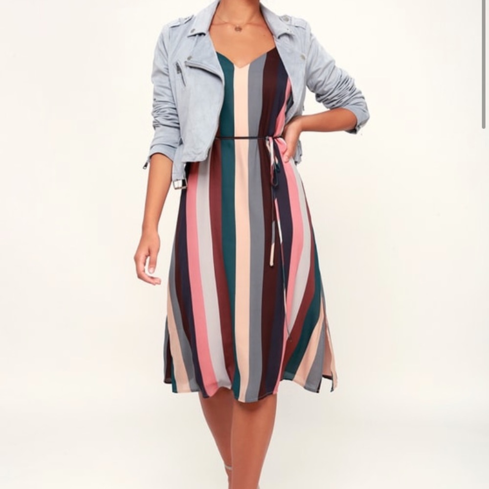 Lulus striped midi slip dress.